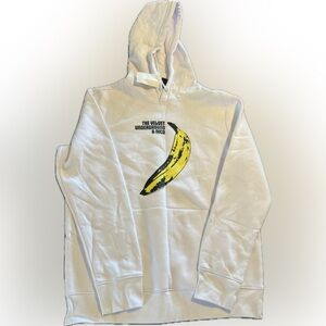 H&M White Hoodie - Graphic Banana Design The Velvet Underground & Nico - Medium
